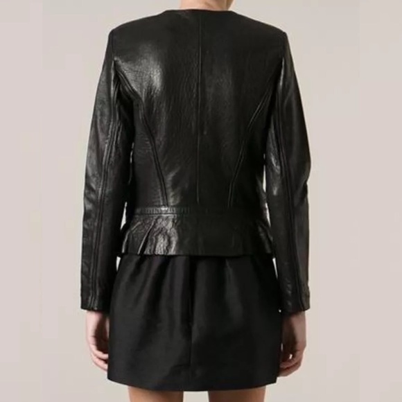 IRO ‘Imaei’ Black Asymmetrical Zipper Biker Moto Lamb Leather Jacket - Picture 3 of 12
